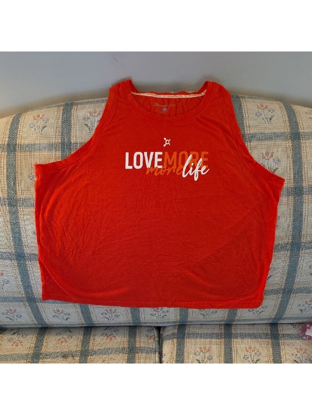 Orangetheory Red Muscle Tee with 'Love More Life' Print